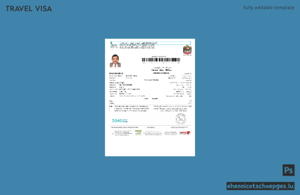 E-Visum für die VAE in den Formaten Word und PDF, Version 3 – Beispielvorschau